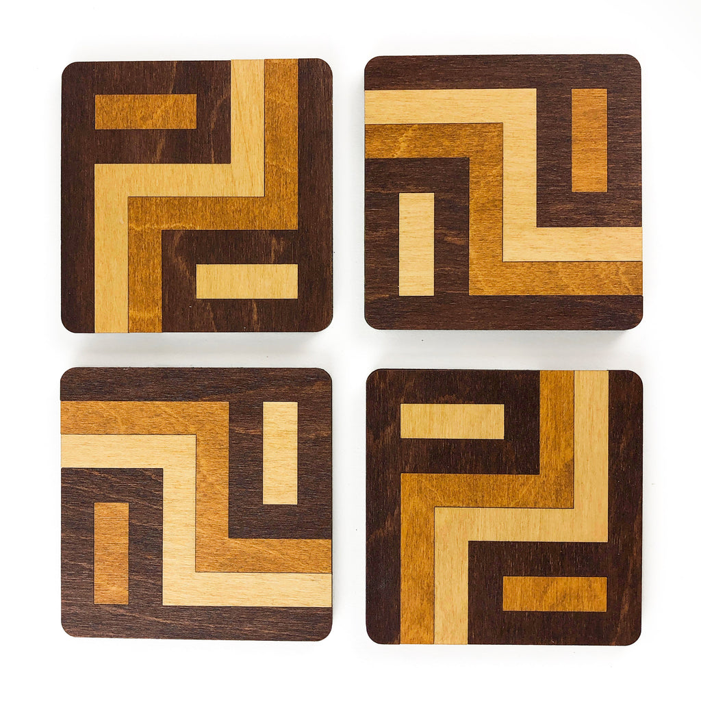 Tricolor wood coasters